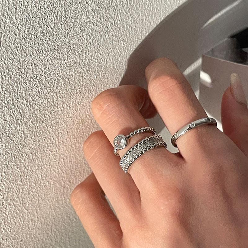 Trend Silver Color Rings Set for Women Narrow Simple Minimalist Open Adjustable Finger Rings Fashion Band Female Bijoux