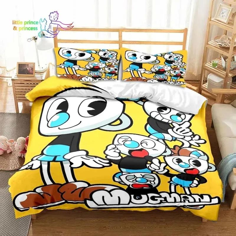 Cuphead and Mugman Game Gamer Comfortable Duvet Quilt Cover Pillowcase Bedding Set Children Bedroom Decoration Home Textile