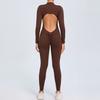 Yoga Jumpsuit Zipper Long Sleeves One-piece Bodysuit Women's Sports Set Backless Fitness Rompers Sportswear Women Gym Clothes