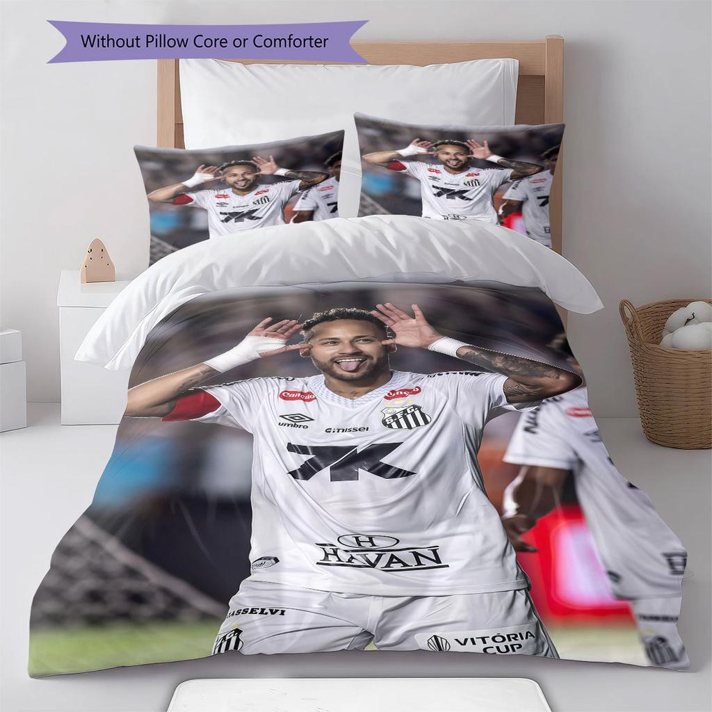 Neymar Jr Pattern Bedding Home Decoration Birthday Gift ( 1 duvet cover + 2 pillowcase, without core),fan merchandise.
