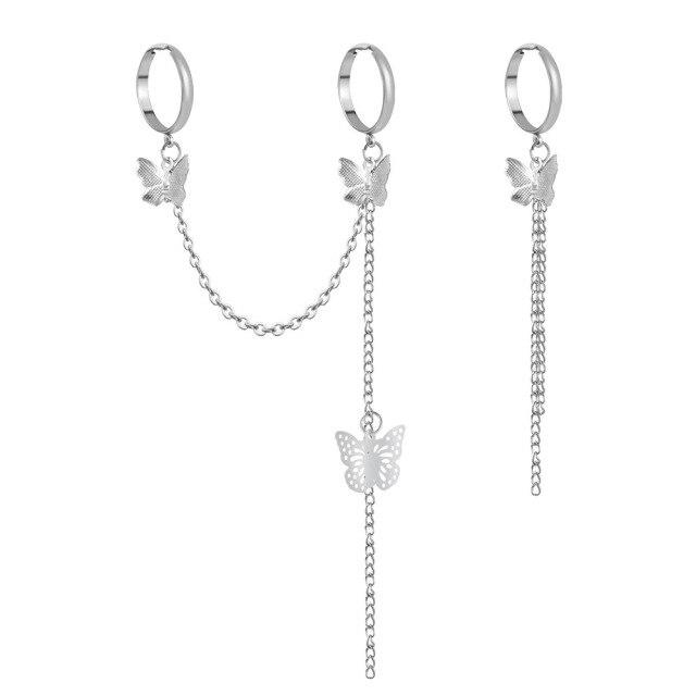 Набор колец-цепочек в стиле панк-бабочка, два открытых кольца на палец, хип-хоп, многослойные, индивидуальные, регулируемые, украшения для вечеринок, аксессуары