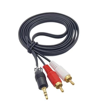 Аудиокабель 3,5 мм на двойной RCA: Подключает компьютерные колонки с выходами 2RCA