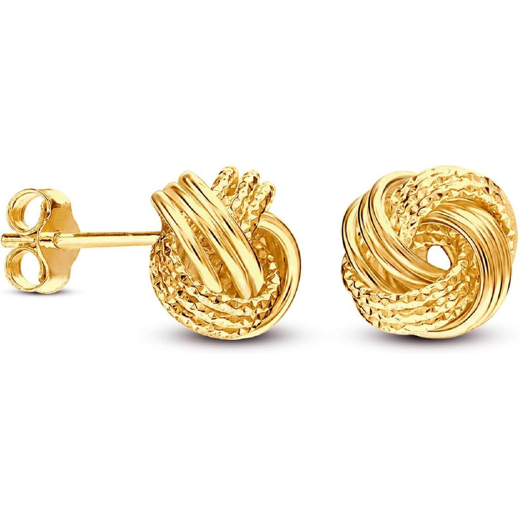 LeCalla 925 Sterling Silver Love-Knot Earring Stud Jewelry Italian Design Lightweight Twisted Love Knot Stud Earrings for Women