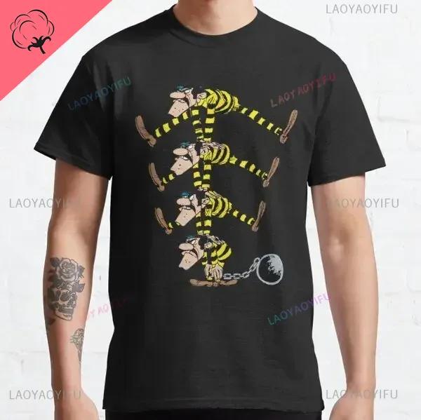 Футболка Lucky Luke с героями мультфильмов Далтонс, футболка в стиле ретро, мужская одежда в стиле гранж, рубашка в стиле аниме Harajuku, Ropa Hombre Roupas Masculinas Camisetas