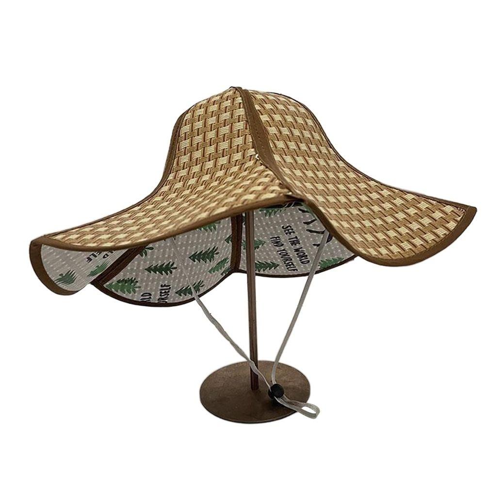 Соломенная шляпа с большим карнизом, солнцезащитная кепка для вентилятора, практичная пляжная шляпа