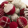 Wine Red Flocked Christmas Balls Pendant Glitter Shatterproof Xmas Tree Pendants Reusable Christmas Hanging Balls Hotel Mall