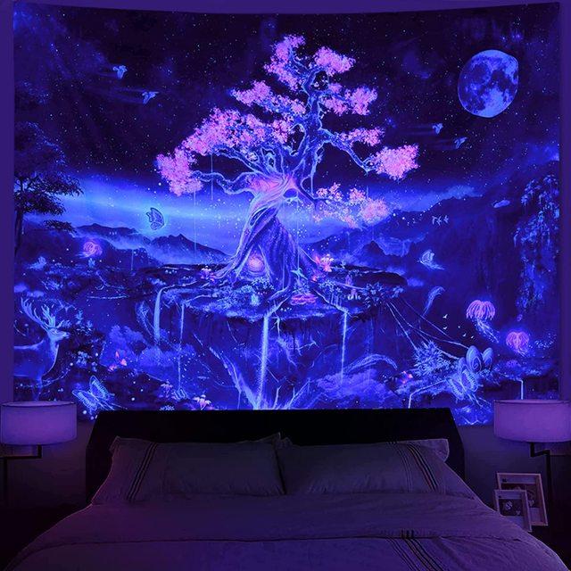Гобелен Trippy Planet УФ-реактивный водопад Пейзаж Декор комнаты Эстетический психоделический настенный подвесной гриб Готический домашний декор