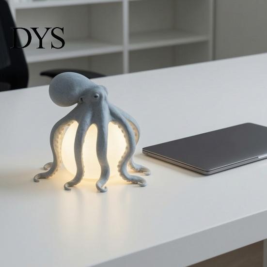 Dimmable Bedside Nightlight 3D Printed Octopus Night Light, Creative Table Lamp with Remote Control, 7 Color RGB Gradient Sleep LED for Kids Bedroom &
