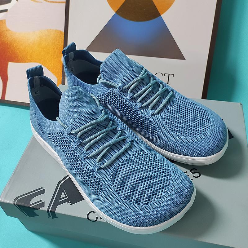 Low Cut Sports Shoes for Men Trendy Mesh Fabric with Lace Up Breathable Flat Shoes 2025 Breathable Outdoor White Jogging Shoes