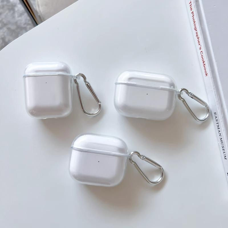 Clear Soft TPU Earphone Case For Airpods 4 3 2 1 Pro3 Pro2 Shockproof With Keychain For Airpods 4 Charging Case Cover