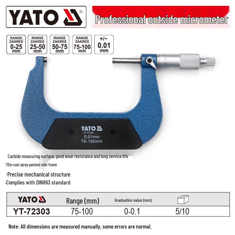 YATO Высокоточный внешний микрометр спиральный глубиномер