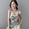 Women's Vest for Summer Wear, Knitted Thread Sleeveless T-shirt, Floral Thin Vest
