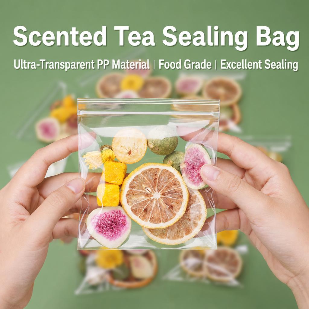 Food Grade PP Ziplock Bags Clear Transparent Self Sealing Pouches for Scented Tea Fruit Dried Food Jewelry Packaging