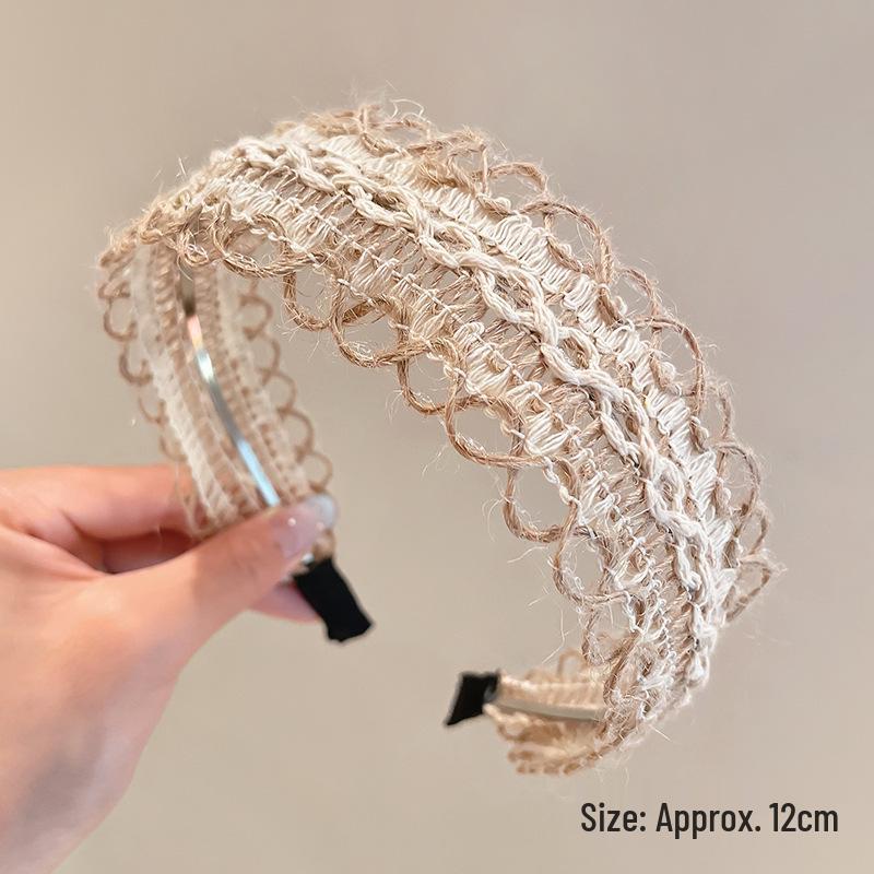 Богемная льняная вязаная повязка на голову: Супер фея полый вязаный зажим для волос и галстук