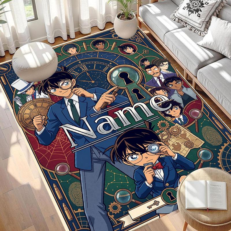 Custom Name Personalized Detective Conan Print Carpet, Versatile Home Decor Rug, for Playroom, Apartment, Balcony, Entryway, Hallway Gift