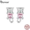 BAMOER Solid 925 Sterling Silver Dainty Cat Stud Earrings - Hypoallergenic Minimalist Cute Animal Studs for Women Girl Fine Jewelry