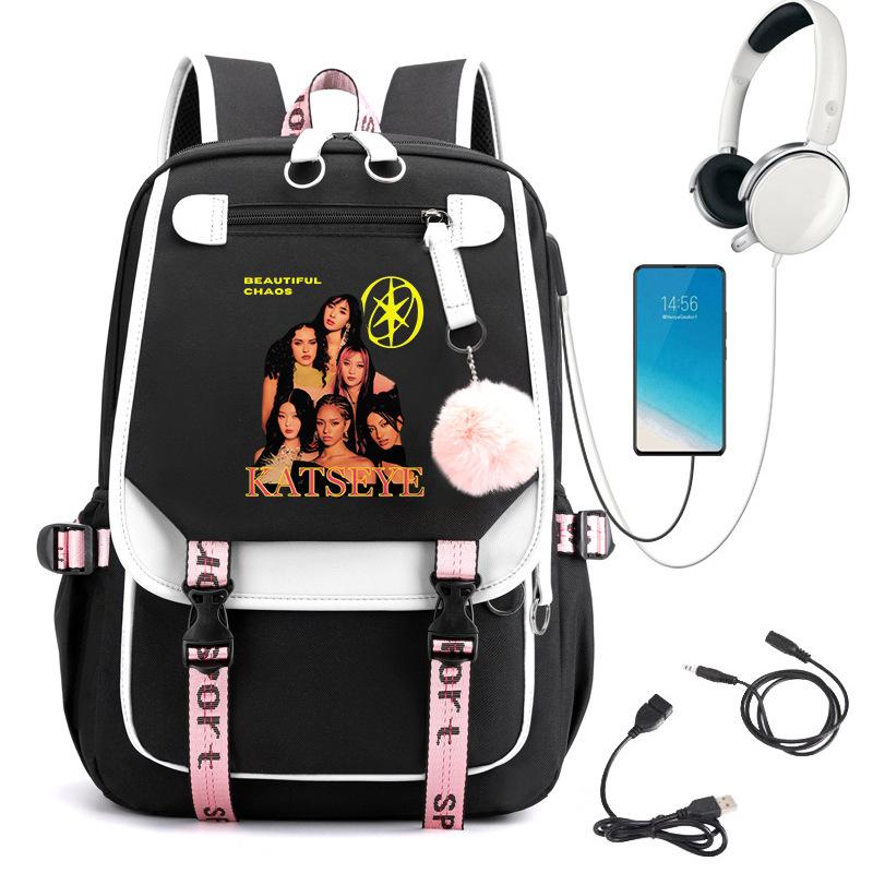 KATSEYE School Backpack for Students Fashion Laptop Daypack Lightweight Water-Resistant Large Capacity 60123-16