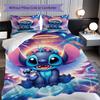 Stitch and Angels cartoon print print coreless bed sheet set(1 Duvet Cover + 2 Pillowcases), soft and comfortable.