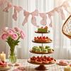 1 String of 12pcs Tulle Bow Garland Pink Bowknot Banner Garlands for Decoration Ribbon Garland Party Banner for