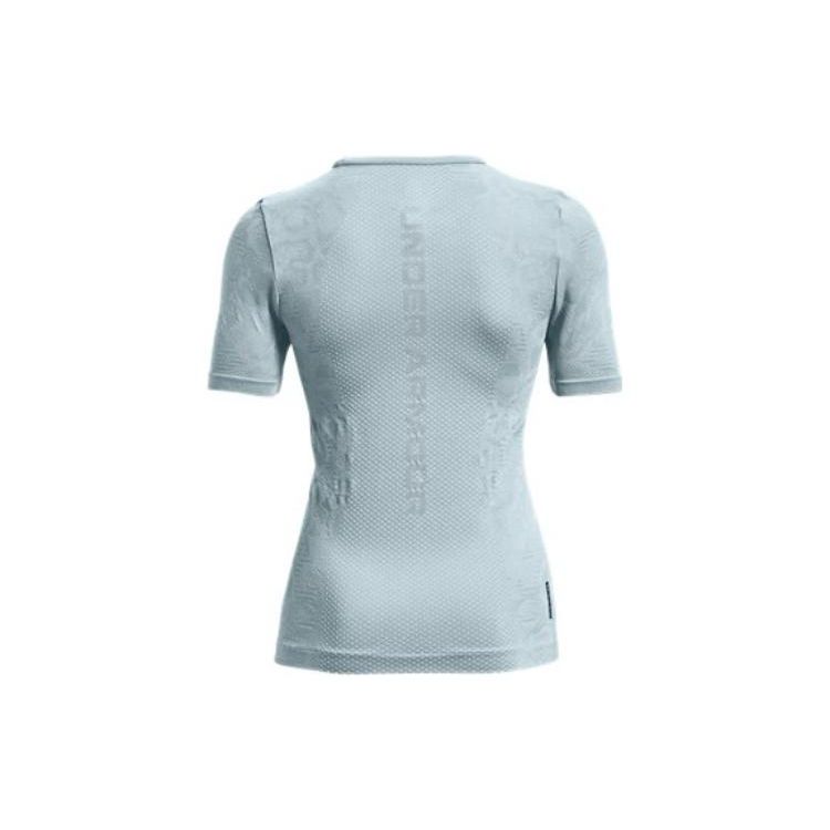 Under Armour Футболка Ua Rush Solid Logo с круглым вырезом и коротким рукавом, женская, синяя 1365716-478