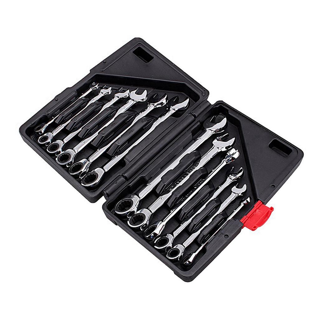 12pcs Fixed Spanners Ratchet Wrench Hand Tool Set Kit 819mm