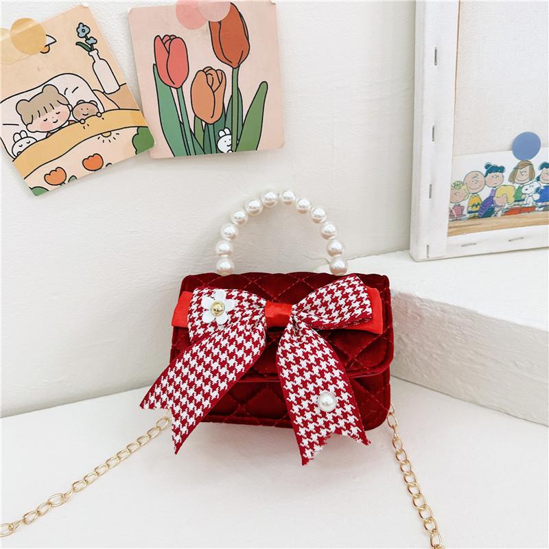 Knot Stylish Butterfly Girls Handbag Pearl Shoulder Bag For Children With Cute Design