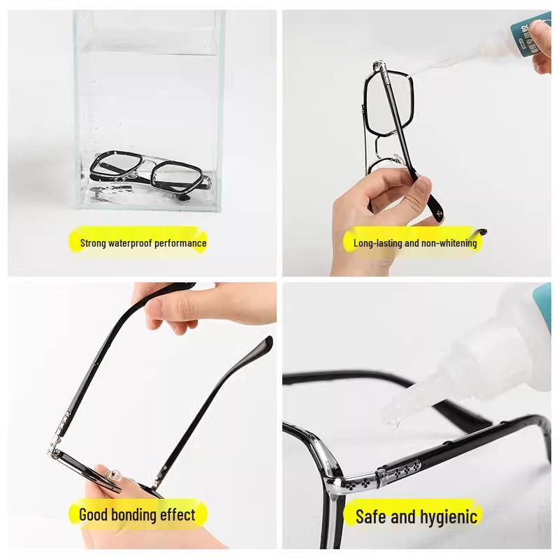 Quick-Drying Eyeglass Repair Glue: Perfect for Frames, Nose Pads, and Lenses. Ideal for Fixing Children's Eyewear Rims.