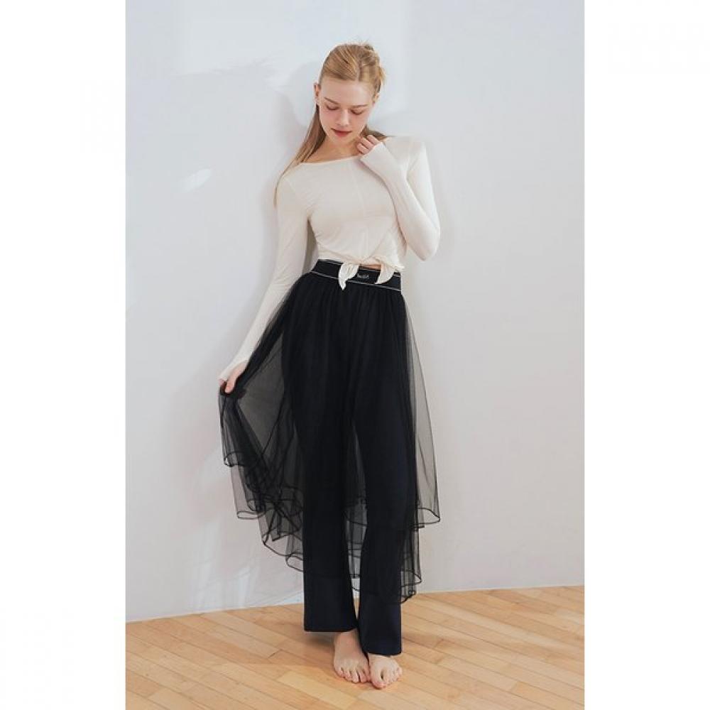 Huit Sheer Layered Banding Long Skirt Htwsk6i03t