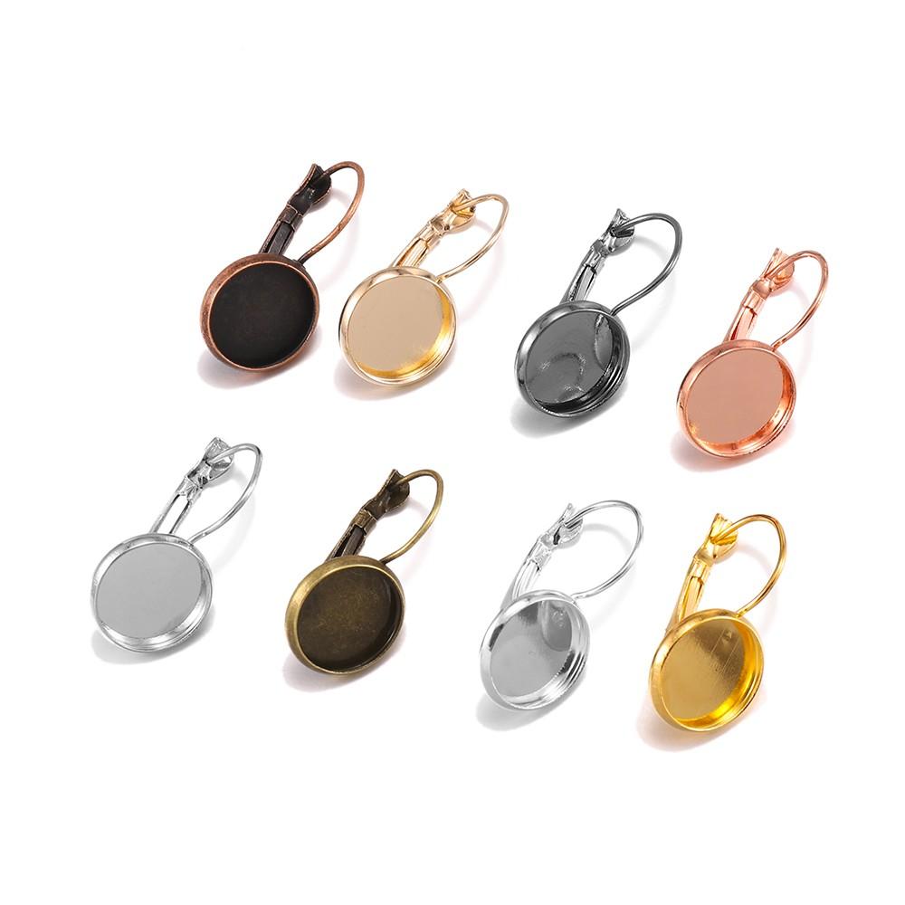 8 10 12 14 16 18 20 25 mm French Lever Cabochon Earring Setting Blank Earring Base Cameo Bezels Tray For Jewelry Making Supplies