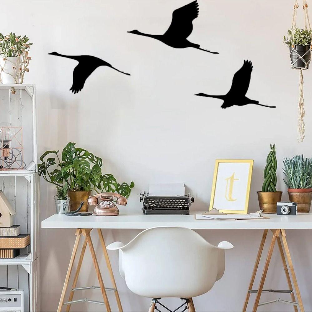 3Pcs/set Cartoon Bird Hanging Pendant Black Metal Hanging Ornaments Wild Goose Wall Pendant Bedroom