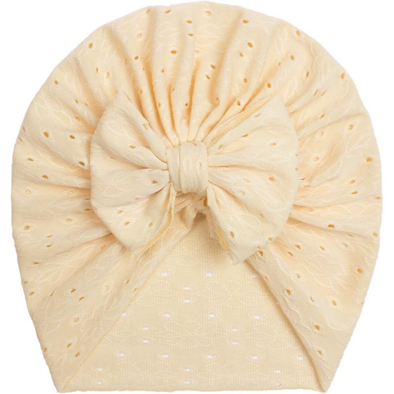 New Baby Jacquard Bow Hat, Children's Breathable Striped Pullover Hat, Baby Hat