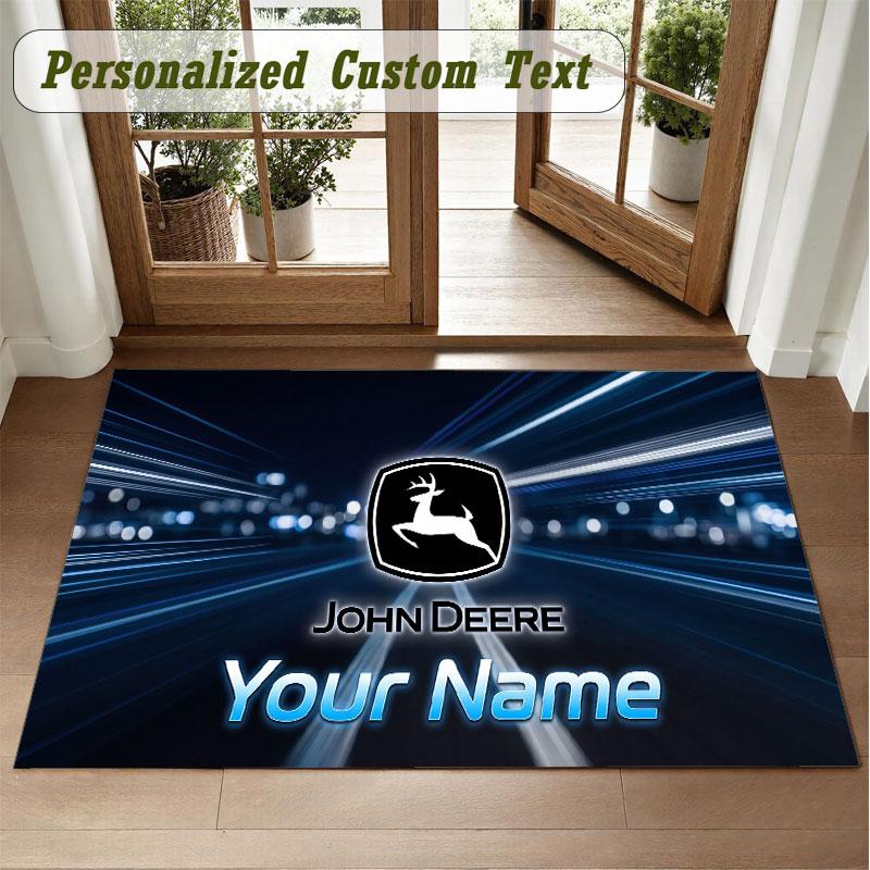 Crystal Velvet Square Rug Custom NameJohn Deere Pattern Non Slip Home Floor Decor Rug