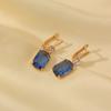 1 Pair Fashion Blue Square Zircon Dangle Earrings for Women Daily Jewelry Party Accessories