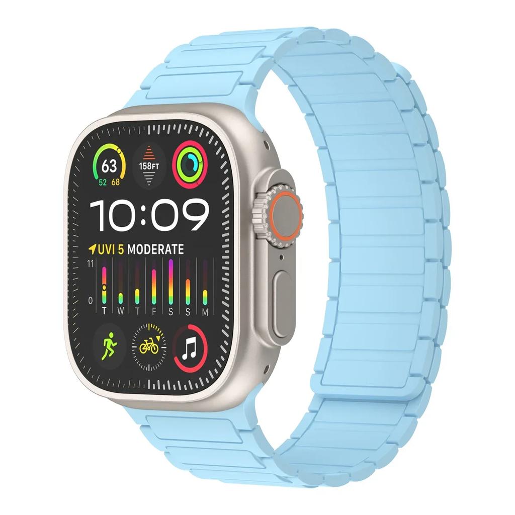 Магнитный спортивный ремешок для Apple Watch Ultra 2 49мм 46мм 45мм 44мм 42мм 38 40 41мм Силиконовый ремешок для IWatch Серии 10 9 8 7 6 5 4