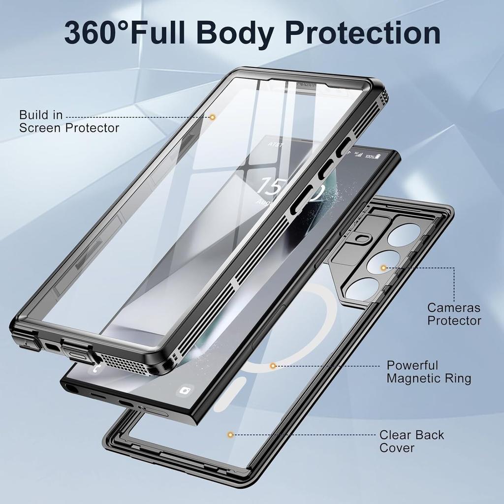 Для Samsung S24 S25 Plus S26 Ultra IP68 Водонепроницаемый Прозрачный Чехол для Телефона Подводное Погружение Пловчиха Раковина Защита Экрана Магнитная Крышка