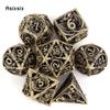 7 Pcs Golden Black Dragon Metal Dice Hollow Metal Polyhedral Dice Set Suitable for Role-Playing RPG  Board Game Card Game