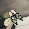 Retro Bag Head Slippers Women's Outer Wear National Style New Summer 2025 Embroidered Lazy Shoes Flats Pointed Women