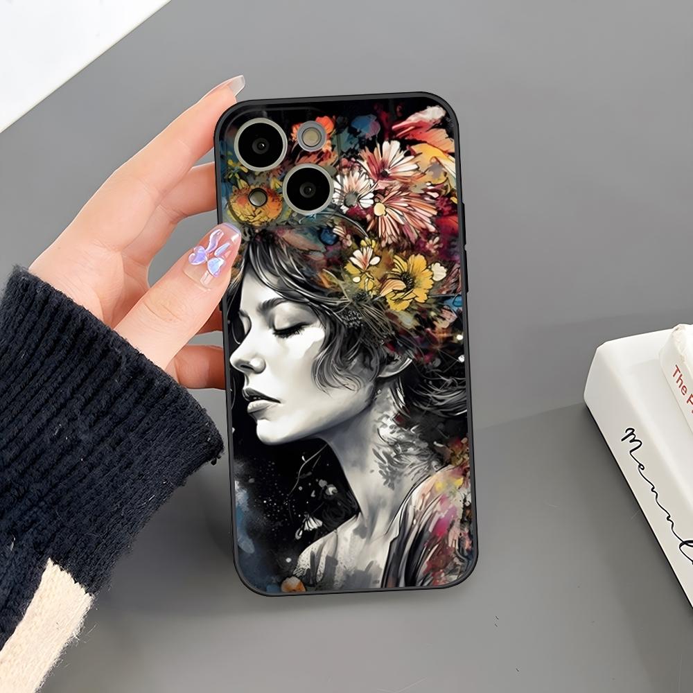 Абстрактные Цветы Девочка Искусство Чехол для Телефона Для Iphone 17 Air 15 Pro Max 14 Pro 16 Plus 12 13 11 Xr X Xs 8 7 Plus Задняя Крышка