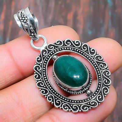 Замечательный кулон из стерлингового серебра Skota Emerald Gemstone 925 ручной работы