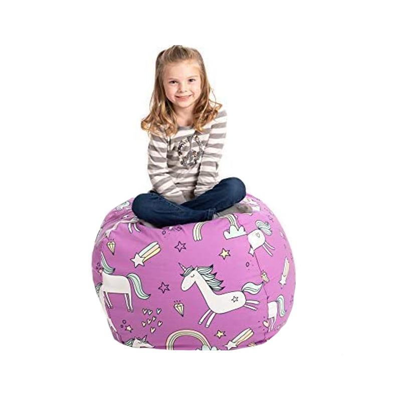 Printed Children's Plush Toy Storage Beanbag Set Comfortable Lazy Sofa Beanbag Storage Stuffed Chair Children's Toy Zipper