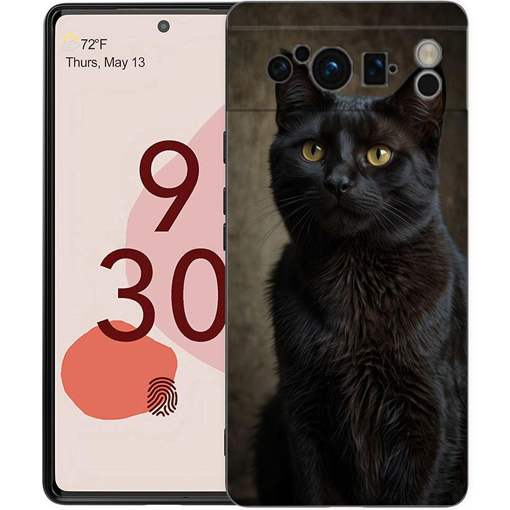 Черный кот Чехол для телефона Google Pixel 9 8 7 6 Pro XL 8A 6A 7A 5G Мягкий ударопрочный ТПУ Черный чехол Fundas
