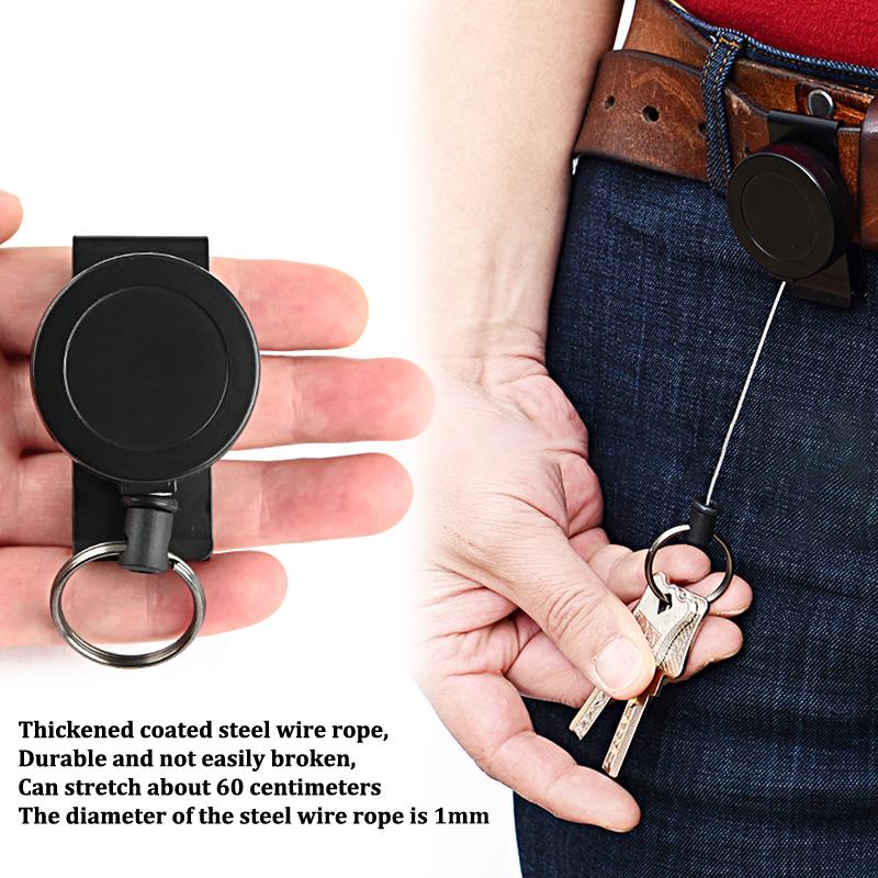Retractable Badge Reel Holders, Metal Heavy Duty With Carabiner Belt Clip And Key Ring For ID Card Name Holder And Keychain