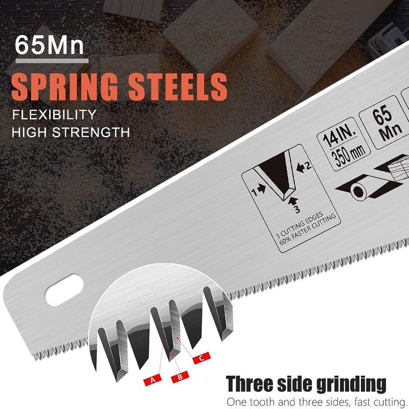 Ручная пила по дереву 14/18 дюймов, универсальная ручная пила, нескользящая эргономичная ручка, нержавеющая пила по дереву