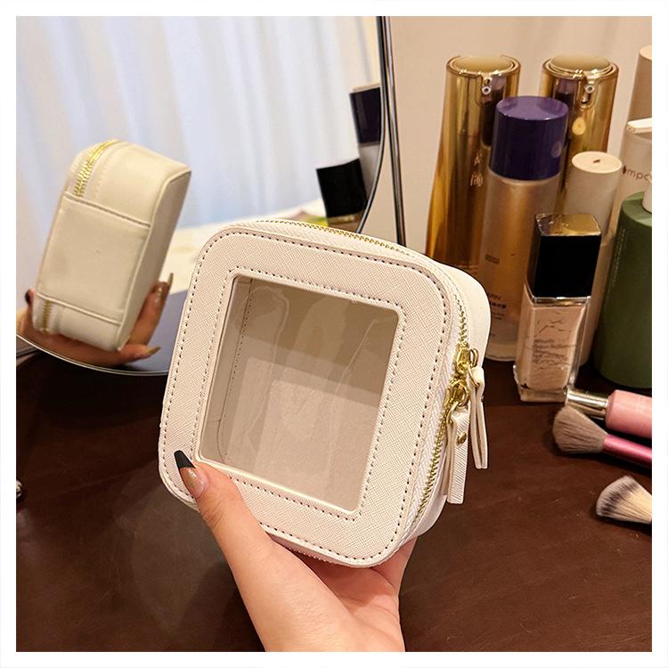 2024 Компактная прозрачная косметичка - Ручная сумка для хранения косметики, жесткий кейс