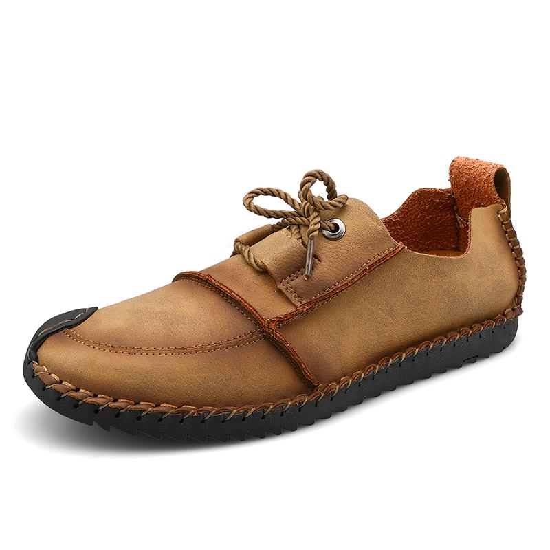 Comfortable Casual Leather Shoes Men Breathable Leather Moccasins Handmade Men Fashion Style Loafers Leather Casual Shoes