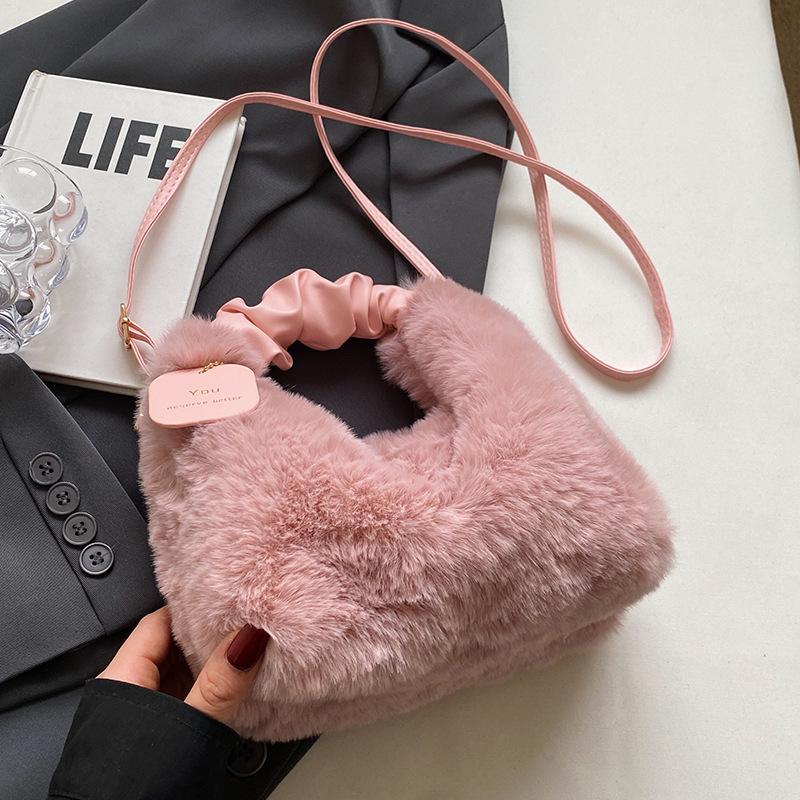 Высококачественная популярная плюшевая сумка Fairy, новый стиль, зимняя сумка, плиссированная женская сумка, сумка через плечо на одно плечо