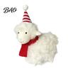 Nordic Style Holiday Decor Plush White Sheep Christmas Ornament, Cute Knit Hat Lamb Tabletop Decoration, Soft Handmade Fabric Ornaments Hanging