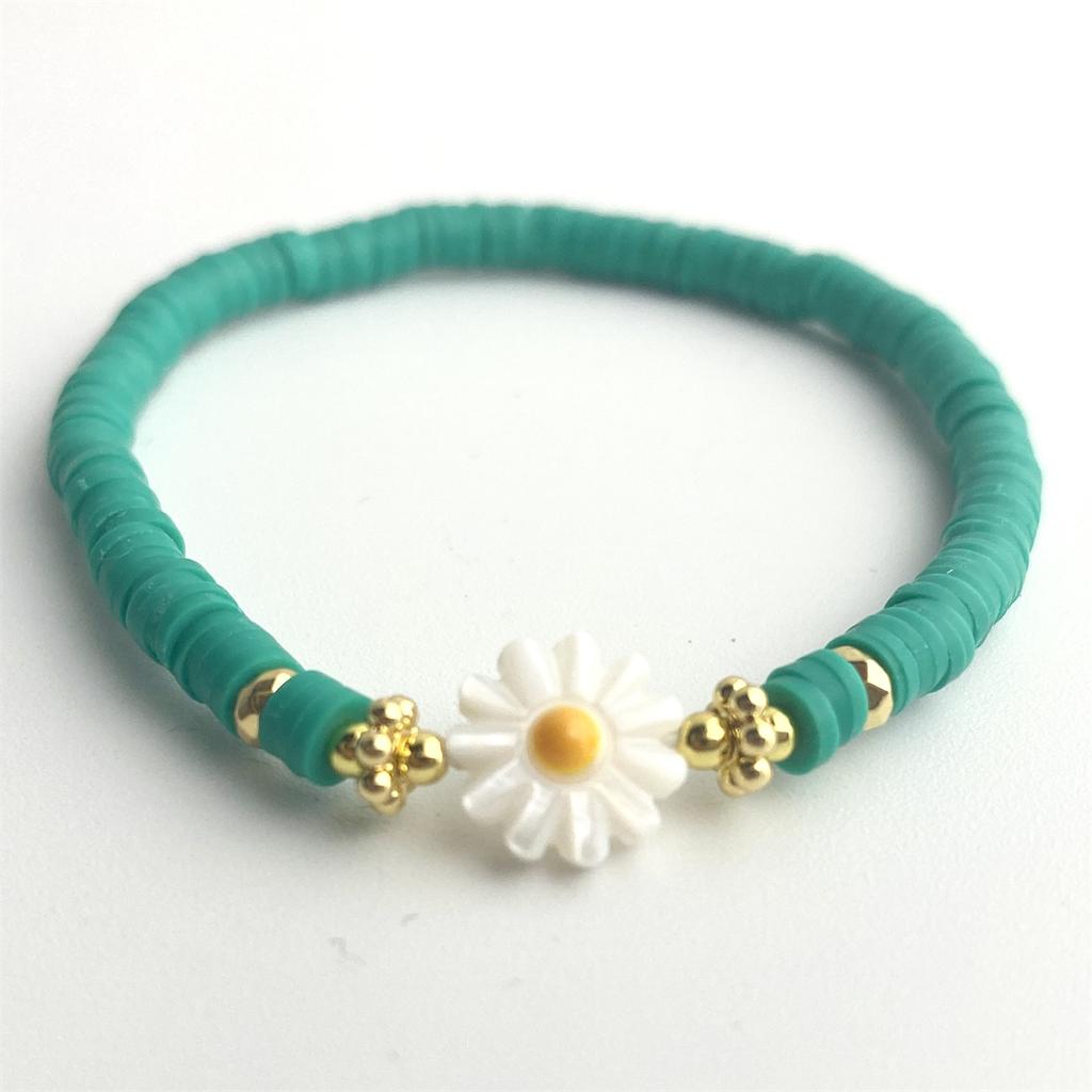 Женские браслеты с цветком ромашки Y2K, аксессуары, диск из полимерной глины, бусины, браслет Heishi, браслет в стиле бохо, летние ювелирные изделия Pulseras