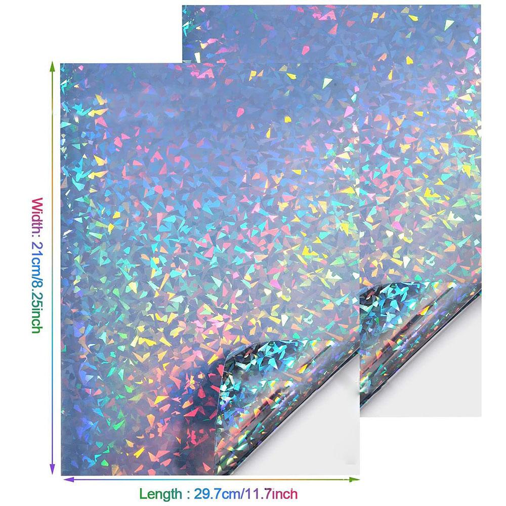Holographic Glitter Laser Self Adhesive Waterproof Vinyl Stickers A4 Size Overlay Photos Windows Laptops Decorations 10pcs Sets
