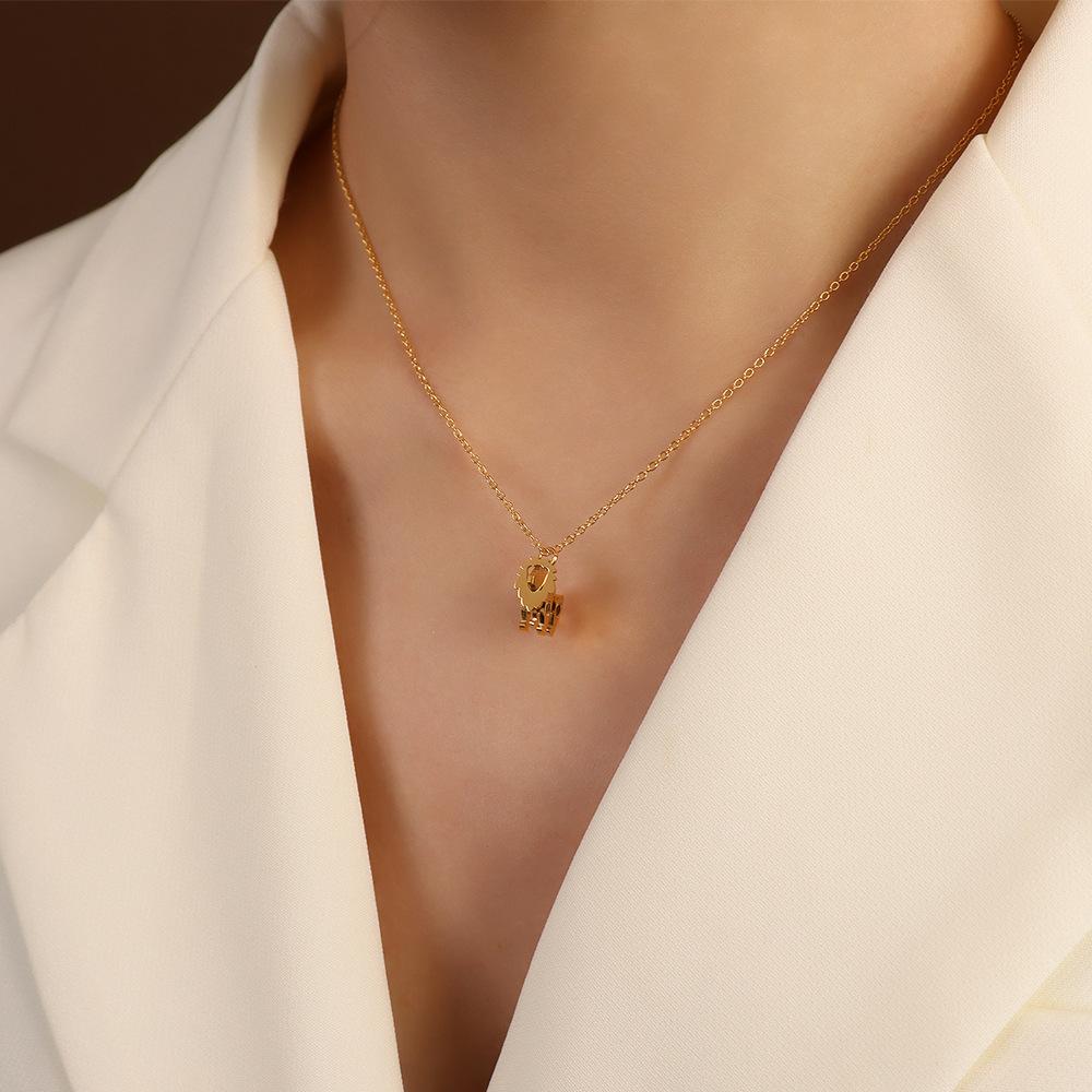 Милое животное Механический лев кулон ожерелье ключицы цепочка чокер титановая сталь ювелирные изделия аксессуары ожерелье женское